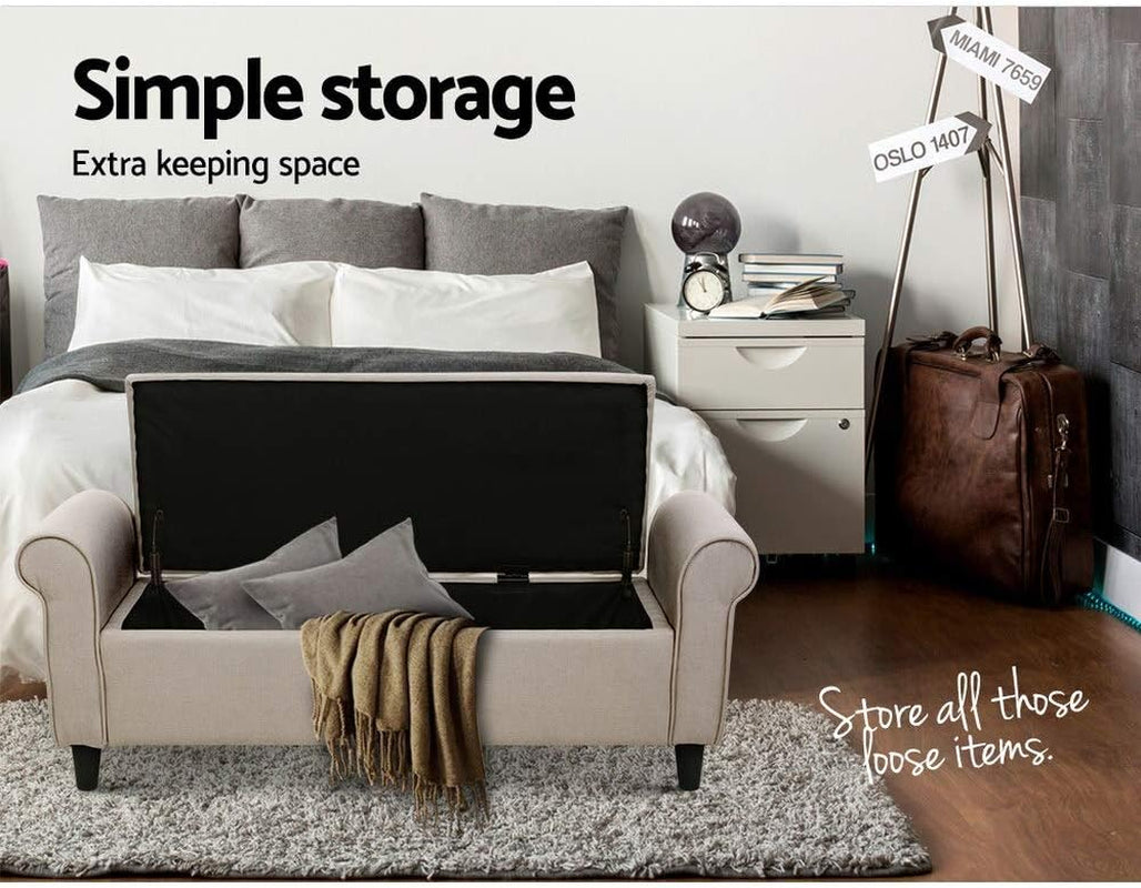 Upholstered Storage Ottoman, Foot Rest Stool Bench Padded Seat Blanket Box Chest