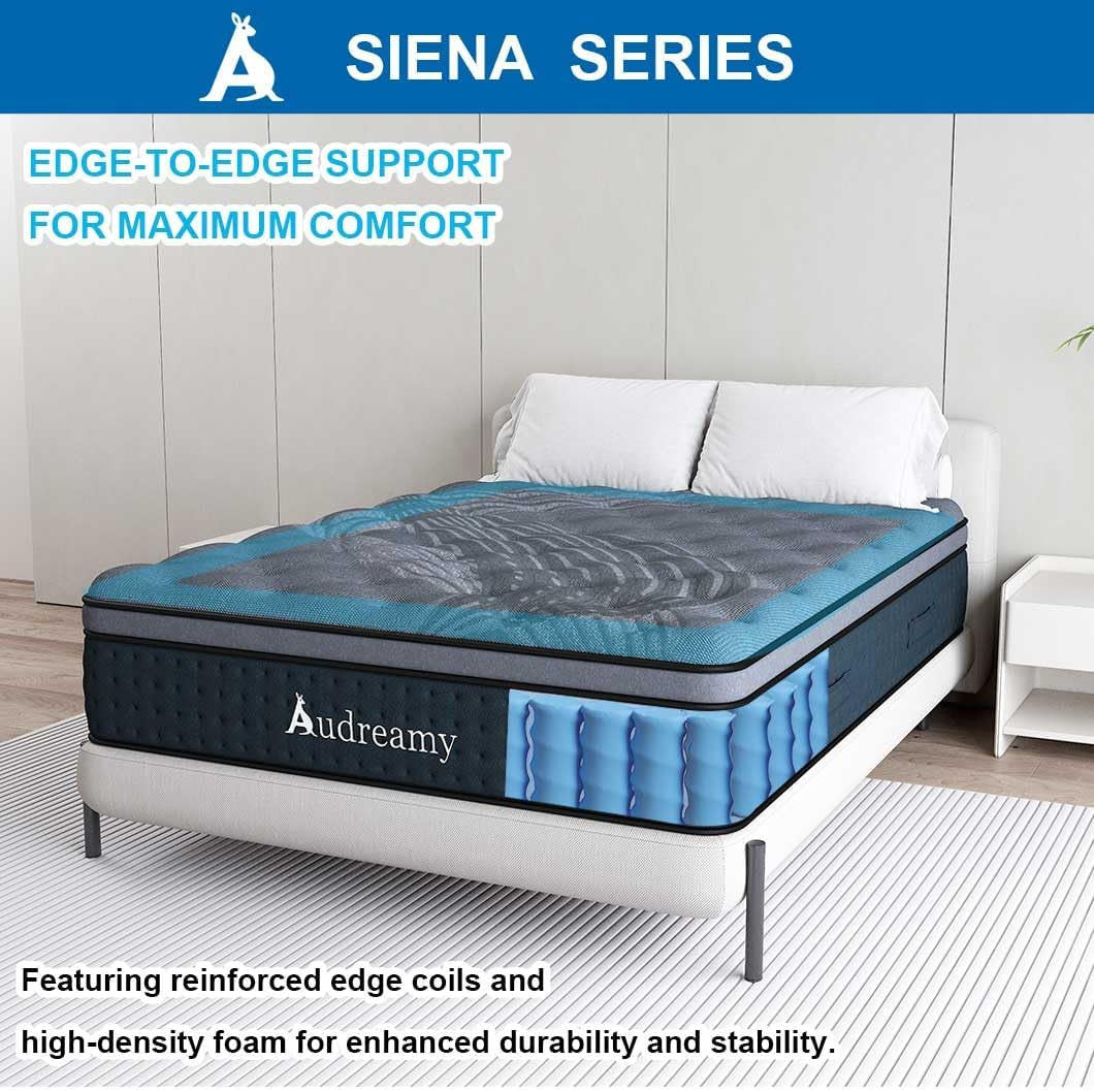 Audreamy Siena Mattress 35Cm Bamboo Charcoal Fabric Plush Euro Top 7 Zone Hybrid Pocket Spring System Memory Foam Enhanced Edge Support Breathable Medium Firm King