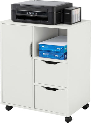 Sobuy Home Office Trolley File Storage Cabinet Printer Stand on Wheels FBT105-W