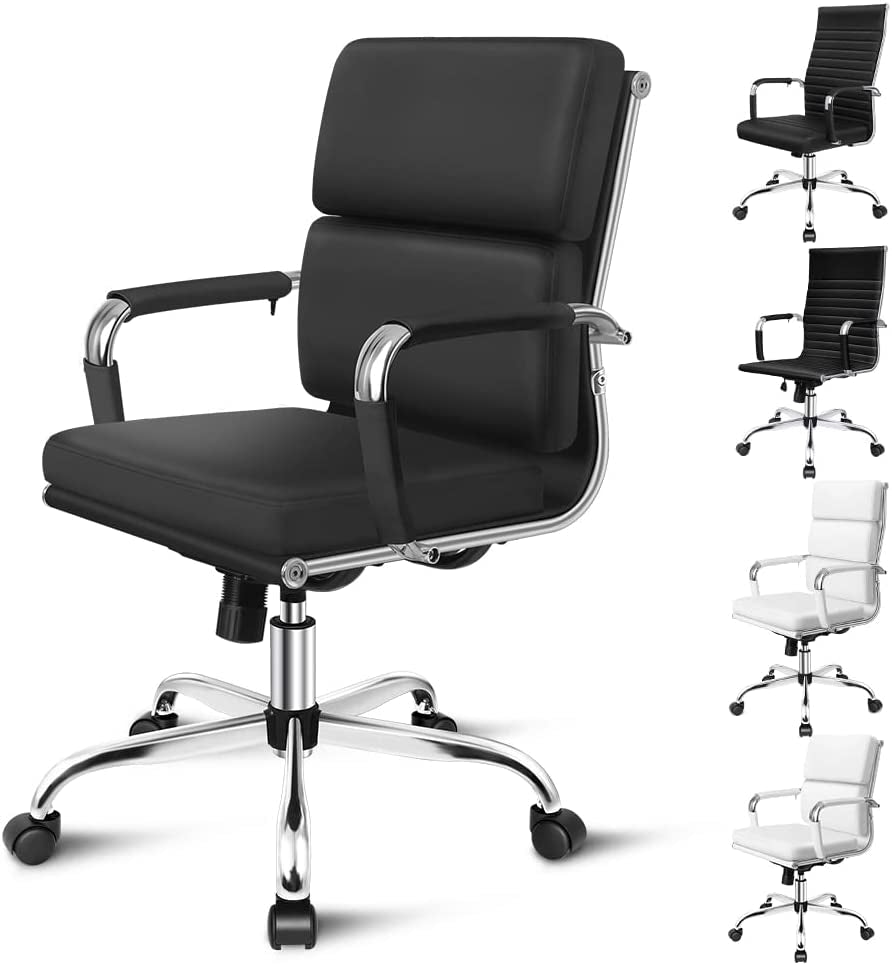 ALFORDSON Office Chair with Height Adjustable SGS Listed Gas Lift, PU Leather Home Ergonomic Desk Chair with Removable Armrest Cover, Padded Computer Chair for Gaming, Max 150Kg(Mid Back Esmae Brown)
