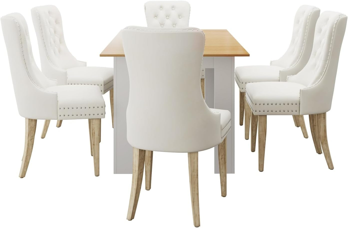 Dining Table and Chair Sets 7Pcs Home Dining Sets with Wooden Table and Velvet Chairs