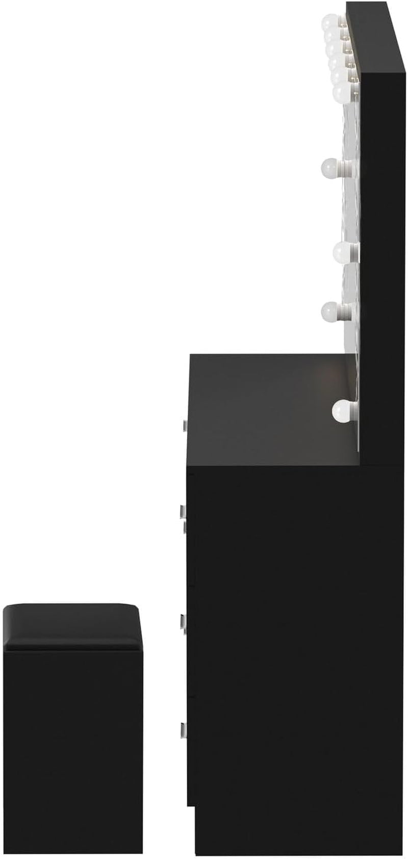 Makeup Vanity with Makeup Mirror and Stool LED Dressing Table Makeup Desk Black