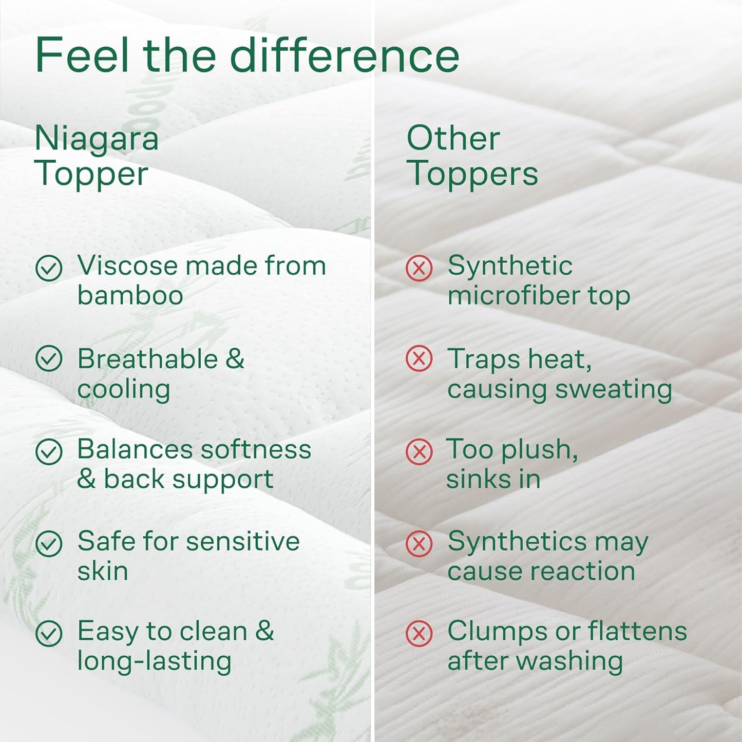 Bamboo Queen Mattress Topper - Thick Cooling Breathable Pillow Top Mattress Pad for Back Pain Relief - Deep Pocket Topper Fits 8-20 Inches Mattress (Bamboo, Queen 60X80 Inches)