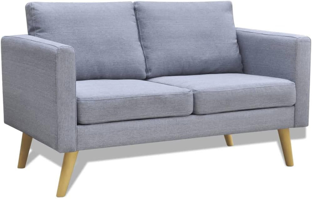 2-Piece Sofa Set - Includes a Two-Seater and a Three-Seater Sofa - Upholstered in Light Grey Fabric - with Sturdy Wooden Frame and Removable, Washable Cushion Covers