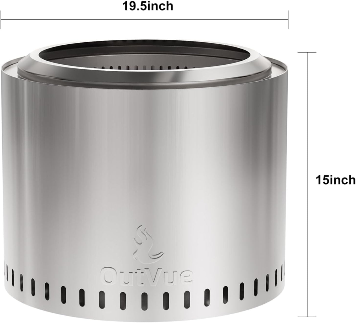 48cm Stainless Steel Smokeless Fire Pit, Outdoor Smokeless Firepit with Tote Bag & Fire Poker
