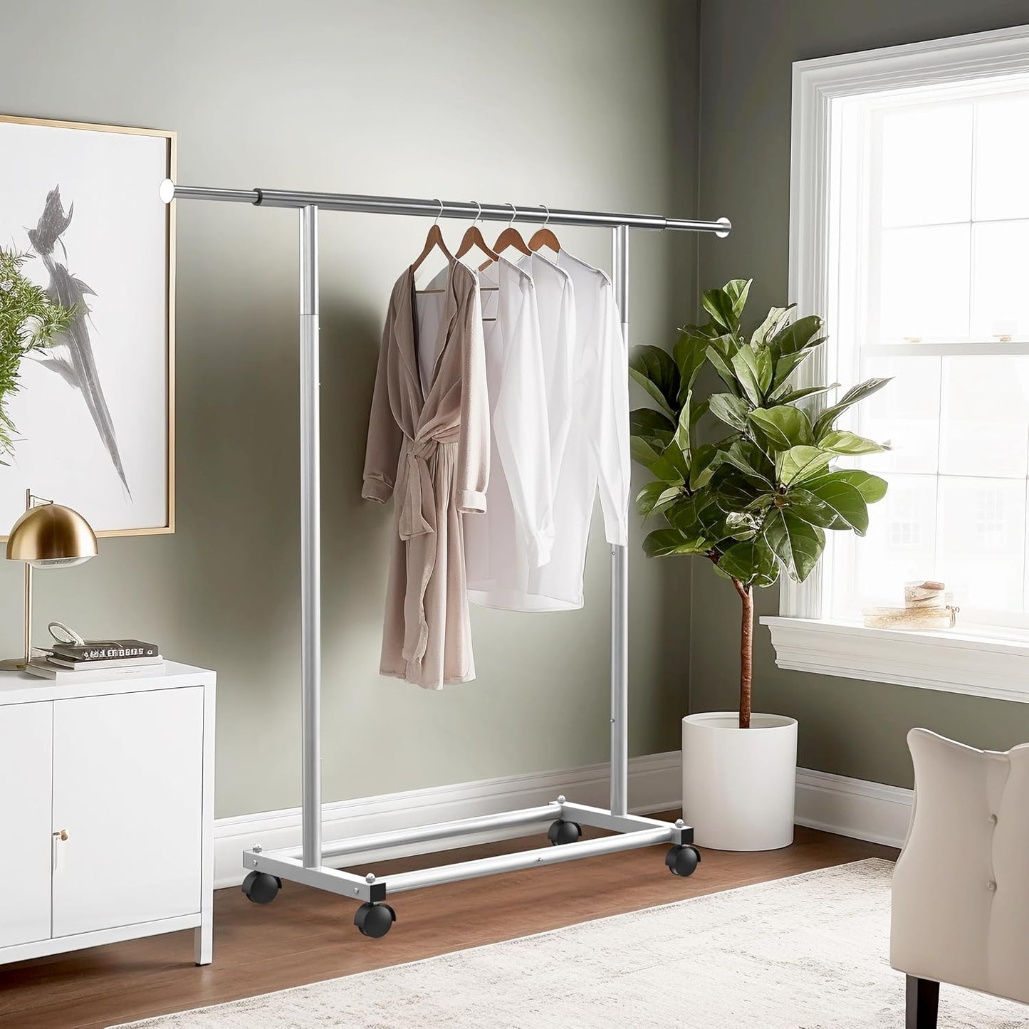 Simplehouseware Clothes Rack Standard Rod, 77 to 120 Cm Extensible Rod, Silver