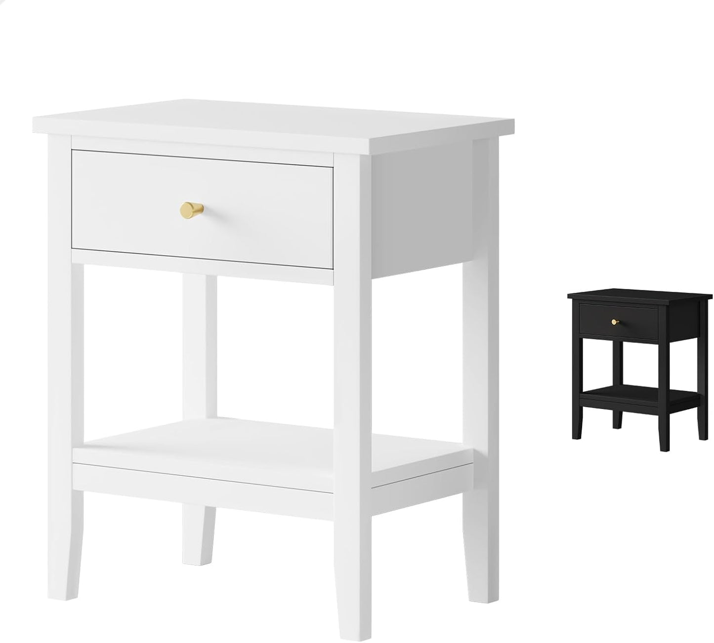 ALFORDSON Bedside Table with Drawer 50Cm X 35Cm X 60Cm, Modern Nightstand with Storage Drawer and Open Display Shelf Hamptons Style (White)