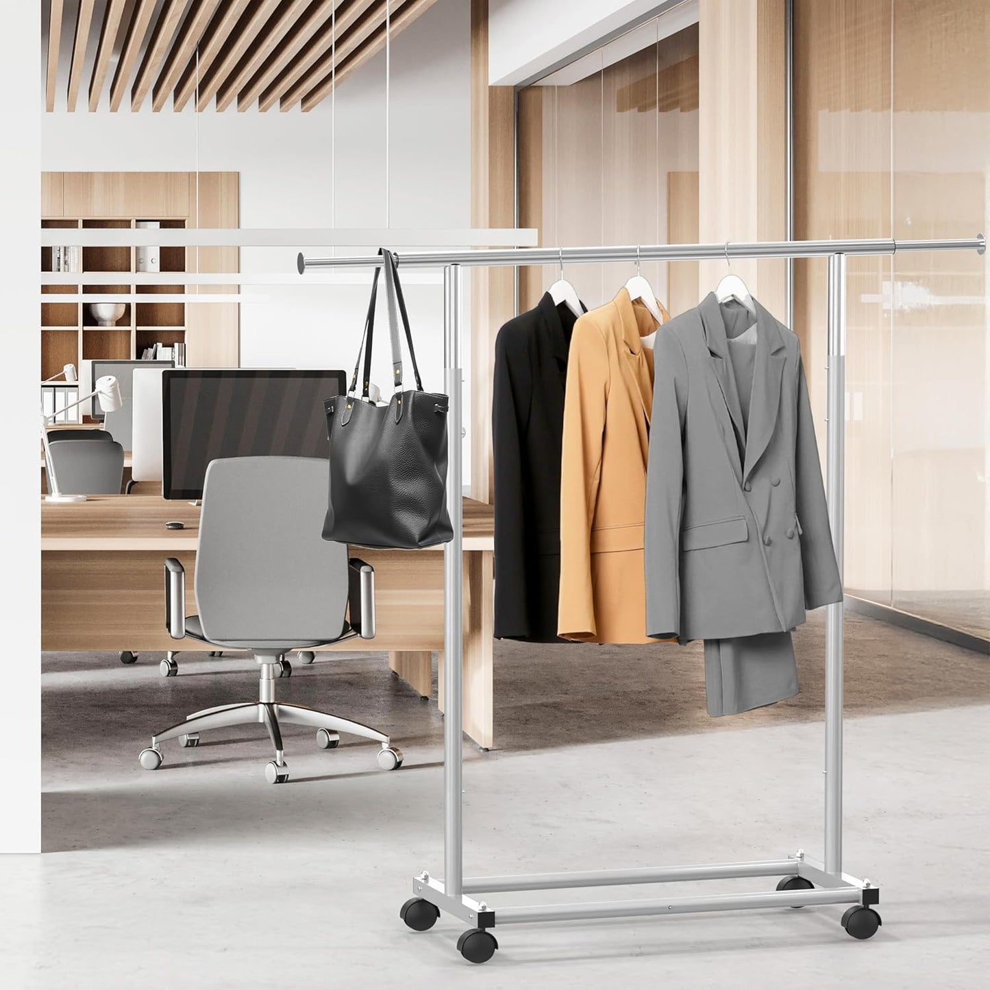 Simplehouseware Clothes Rack Standard Rod, 77 to 120 Cm Extensible Rod, Silver