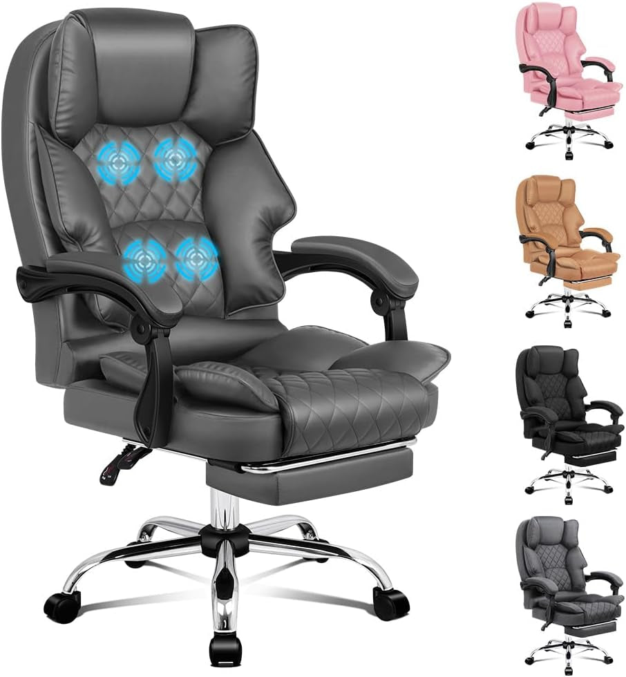 ALFORDSON Ergonomic Office Chair with Massage, 150° Recline and 360° Swivel, Gaming Executive Computer Racer Chair Adjustable Height,Pu Leather Home Office Chair with High Backest Support (Black)