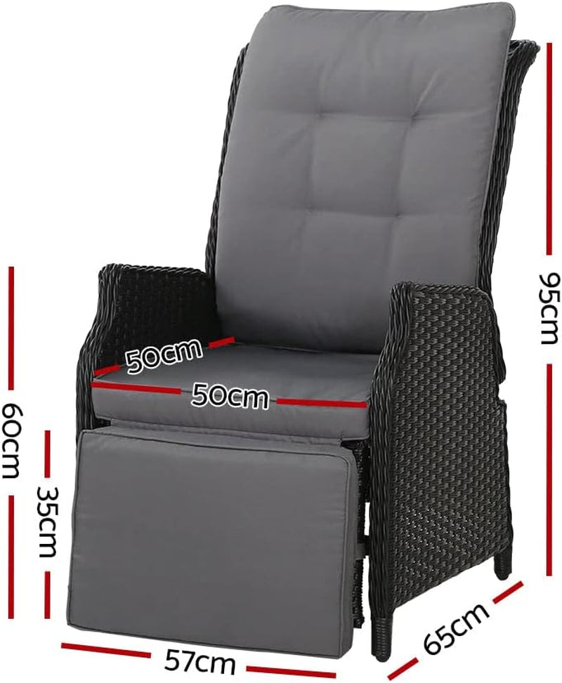 Gardeon Recliner Chair Sun Lounge Setting Outdoor Furniture Patio Wicker Sofa