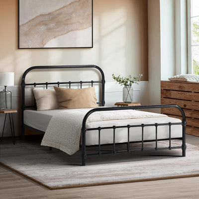 King Single Bed Frame Metal Bed with Extra Storage Space Home Bedroom Bed Base Plaform