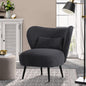 Oikiture Boucle Armchair with Lumbar Pillow and Wingback Velvet Lounge Sofa Accent Chair White