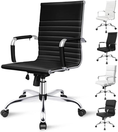 ALFORDSON Office Chair with Height Adjustable SGS Listed Gas Lift, PU Leather Home Ergonomic Desk Chair with Removable Armrest Cover, Padded Computer Chair for Gaming, Max 150Kg(Mid Back Esmae Brown)