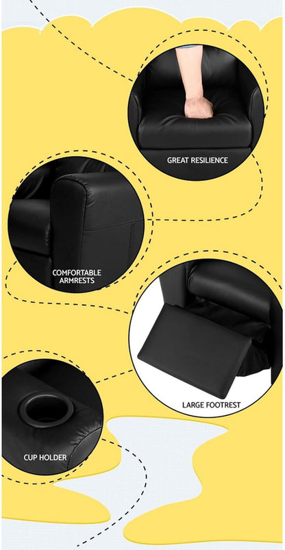 Keezi Kids Recliner Chair, PU Leather Sofa Couch Armchair Loungefly Outdoor Chairs Home Bedroom Living Room Playroom Children Furniture, with 9Cm Thick Foam Padding Precise Recline Adjustment Grey