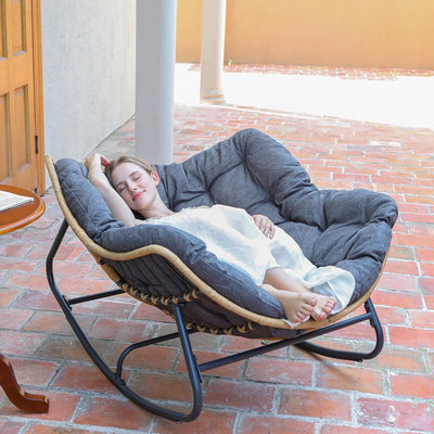 Outdoor Rocking Chair, Patio Egg Rocking Chair, Dark Grey
