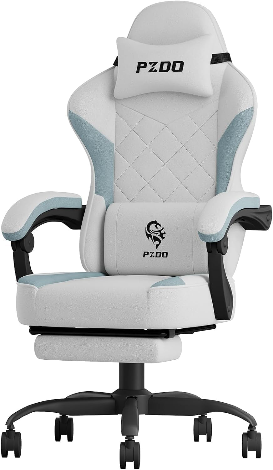 PZDO Ergonomic Office Chair with Footrest, Technology Fabric Ergonomic Chair for Adults, Computer Chair Gaming Desk Chair with Lumbar Support, Home Office Recliner Chair, Gift, Teens, (Gray)
