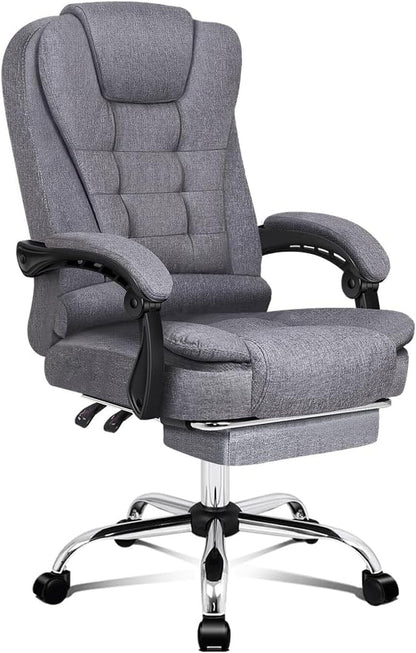 ALFORDSON Ergonomic Office Computer Chair with Footrest, High Back Executive Desk Chair Recliner for Home Office, PU Leather Video Gaming Chair, Earl Black