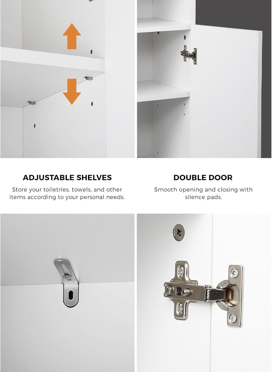 Bathroom Cabinet Cupboard Storage Tallboy with Adjustable Shelves 173 X 30 X 30Cm