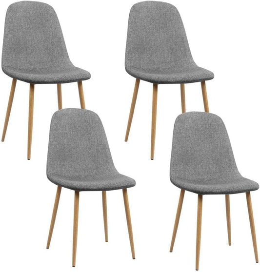 Artiss Dining Chairs Set of 4 Grey Esright Kitchen Chair Nursing Seats Reading Seating Home Living Room Bedroom Cafe Office Furniture, Faux Linen Fabric, in 44Cm Seat Height