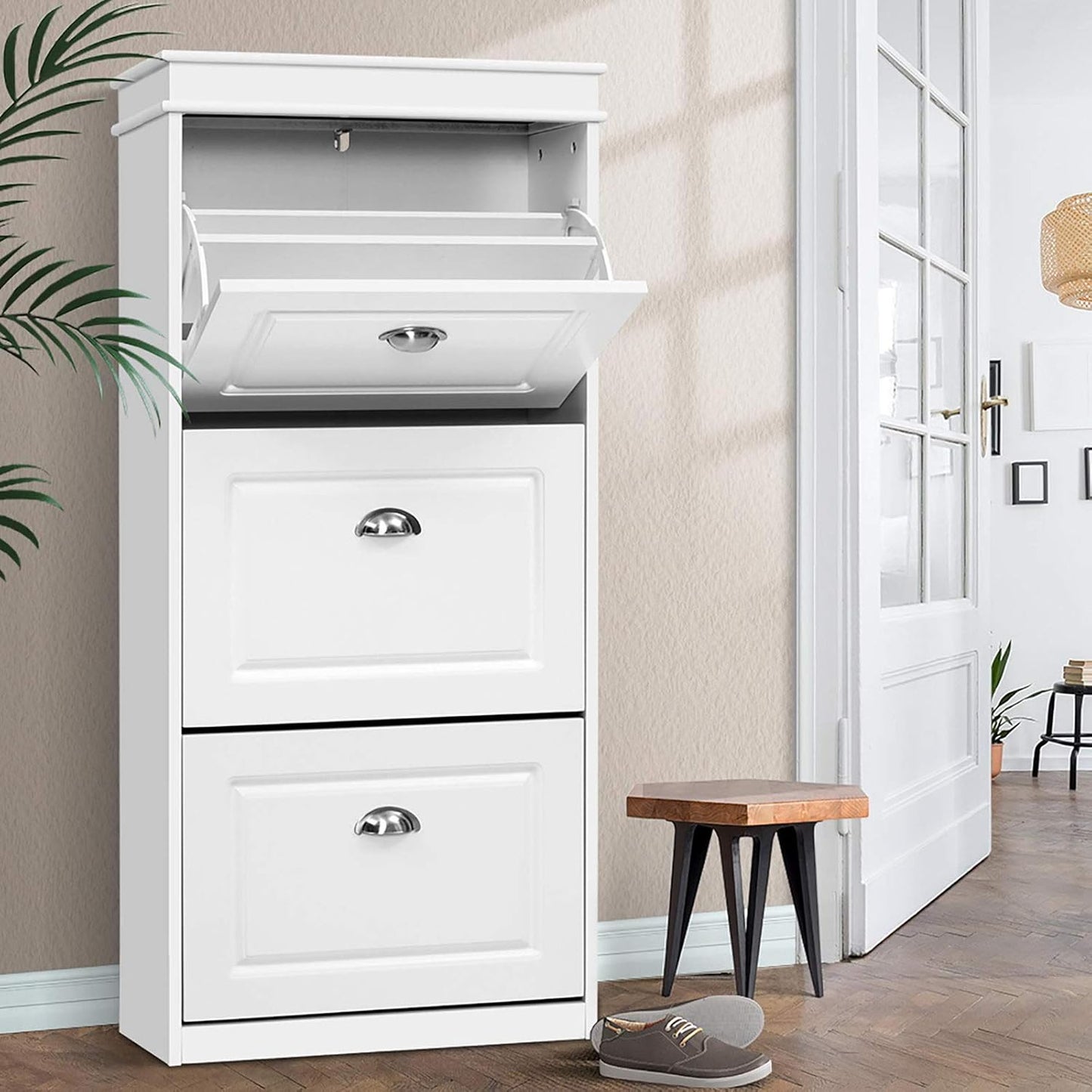 Artiss Shoe Cabinet Bench Storage Rack Organiser Drawer White Shelf Organizer Holder Display Closet Stand Furniture Cupboard Space Saver Room Compartment Case Hanger Shelving Wardrobe Caddy