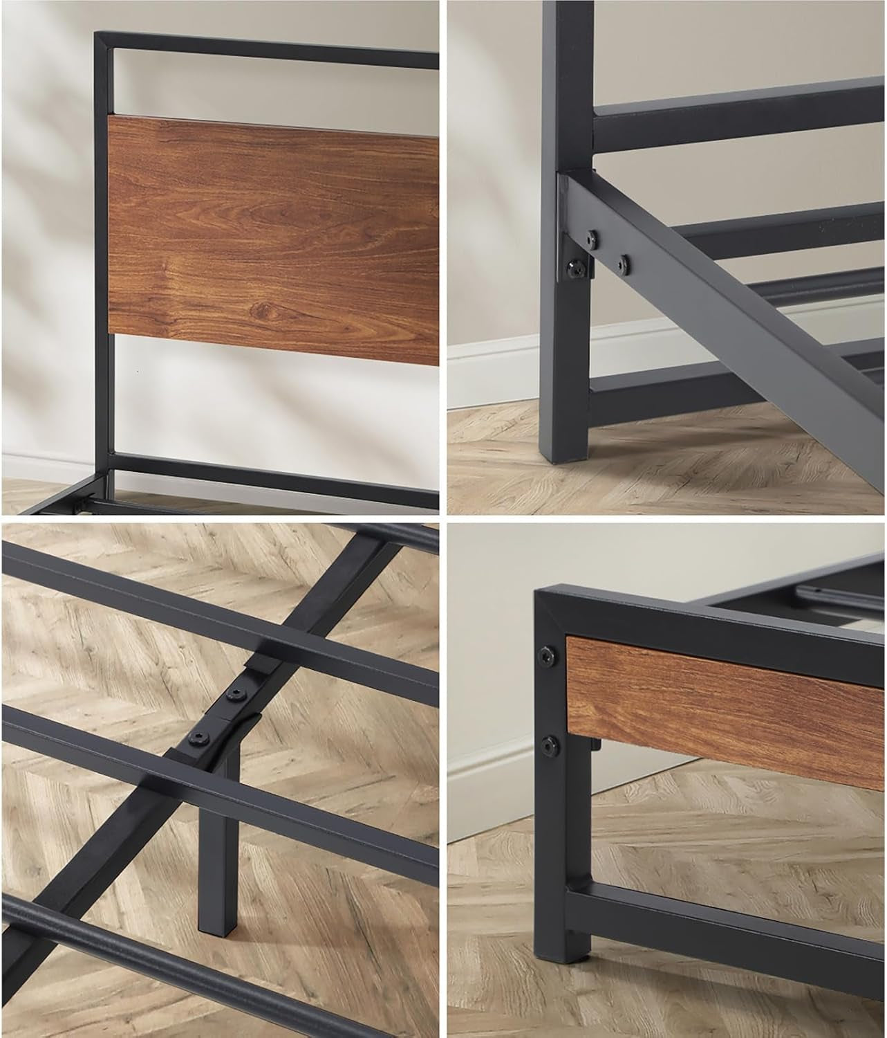 King Size Bed Frame with Mattress Set Metal Bed Base King Bed Mattress