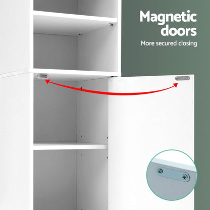 Bathroom Storage Cabinet, 185Cm Tall Adjustable Cupboard Side Table Corner Shelf 