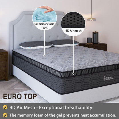 Duchess Hybrid Mattress Gel Memory Foam and Pocket Springs for Pressure Point Relief, High Density Layer for Medium Firm Feel Experience Deluxe Sleep Comfort (Euro Top-26Cm, Queen)