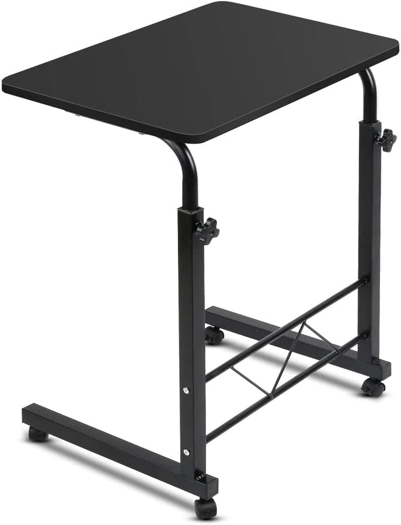 Artiss Laptop Table, Small Stand Desk Desktop Computer Standing Study Desks Bed Side Tables Home Office Travel Studio Furniture, Portable Wooden 360° Rotating Lockable Caster Wheels Dark Wood