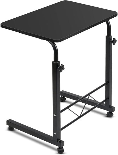 Artiss Laptop Table, Small Stand Desk Desktop Computer Standing Study Desks Bed Side Tables Home Office Travel Studio Furniture, Portable Wooden 360° Rotating Lockable Caster Wheels Dark Wood