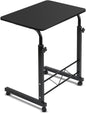 Artiss Laptop Table, Small Stand Desk Desktop Computer Standing Study Desks Bed Side Tables Home Office Travel Studio Furniture, Portable Wooden 360° Rotating Lockable Caster Wheels Dark Wood