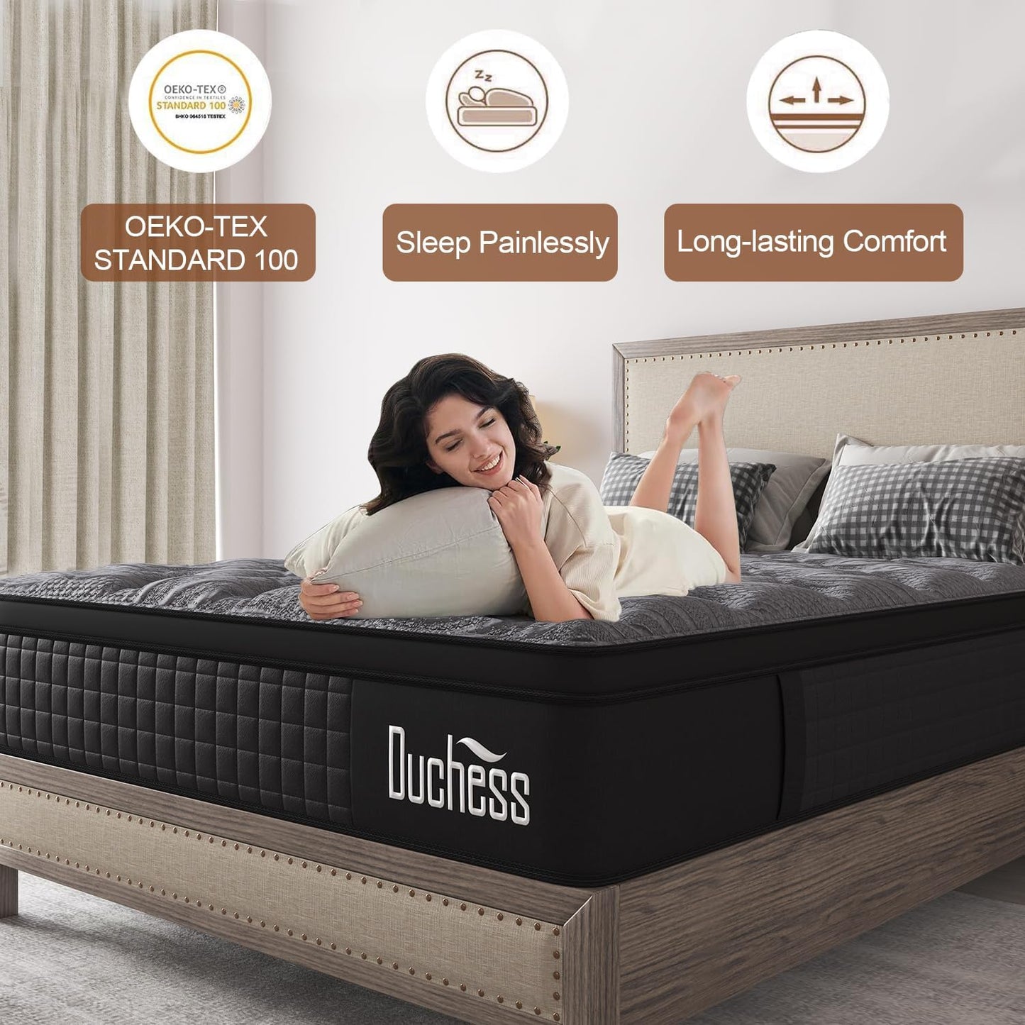 Duchess 34Cm Hybrid Mattress - Mattress Comfortable Memory Foam and Pocket Springs with Pressure Relief Breathable Design Reinforced Edge Support (Ultimate-34Cm, King)