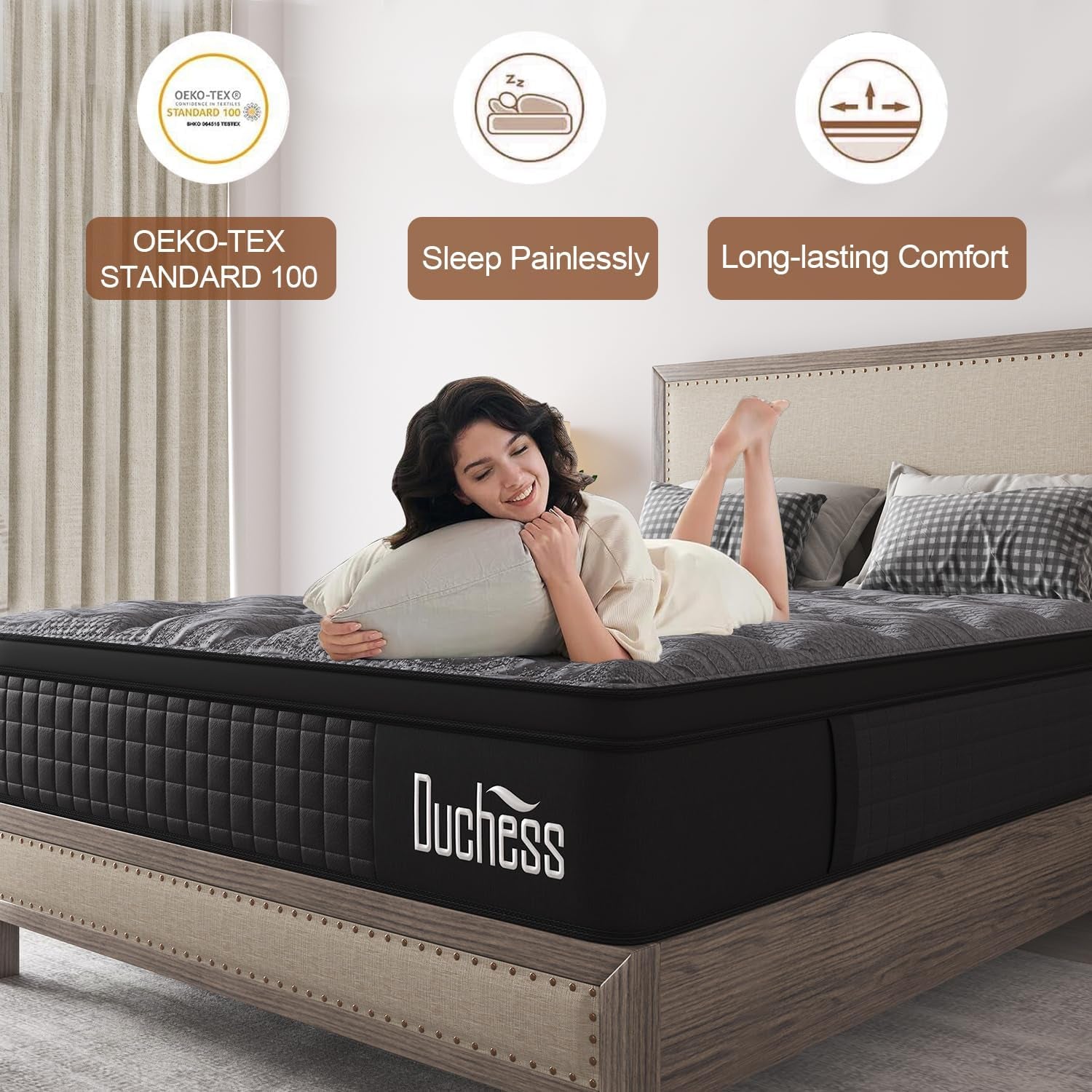 Duchess 34Cm Hybrid Mattress - Mattress Comfortable Memory Foam and Pocket Springs with Pressure Relief Breathable Design Reinforced Edge Support (Ultimate-34Cm, King)