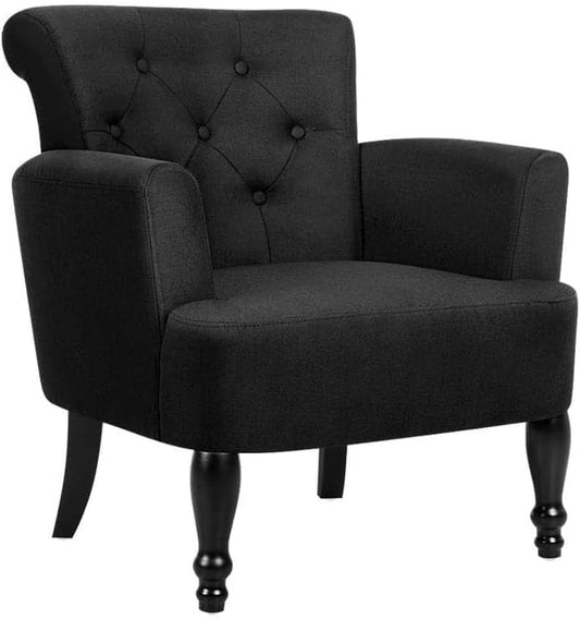 Armchair Black Wingback Recliner Lounge Dining Chairs Sofa Nursing Seat Occasional Reading Seating Home Living Room Bedroom Furniture, Polyester, Armchairs in 44Cm Height