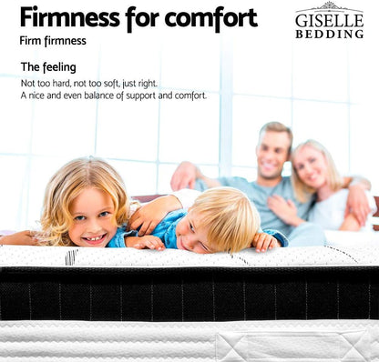 Giselle Bedding King Mattress Bed Foam Mattresses 30Cm Thickness, with 5-Zone Pocket Spring System and Breathable Euro Top, 5Yrs Warranty, Medium Firm, White with Vacuum Packed