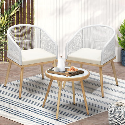 Outdoor Furniture 3Pcs Rattan Bistro Set Garden Patio Table and Chair Setting