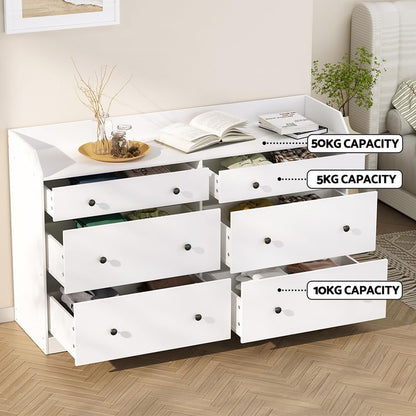 Chest of Drawers 6 Drawer Tallboy, White