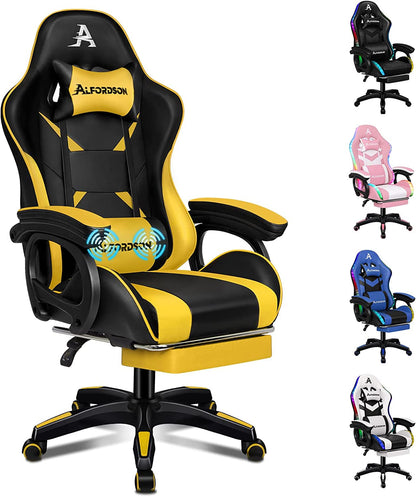 ALFORDSON Gaming Chair with Massage and 150° Recline, Ergonomic Executive Office Chair PU Leather with Footrest, Height Adjustable Racing Chair with SGS Listed Gas-Lift, Max 180Kg (Cyan)