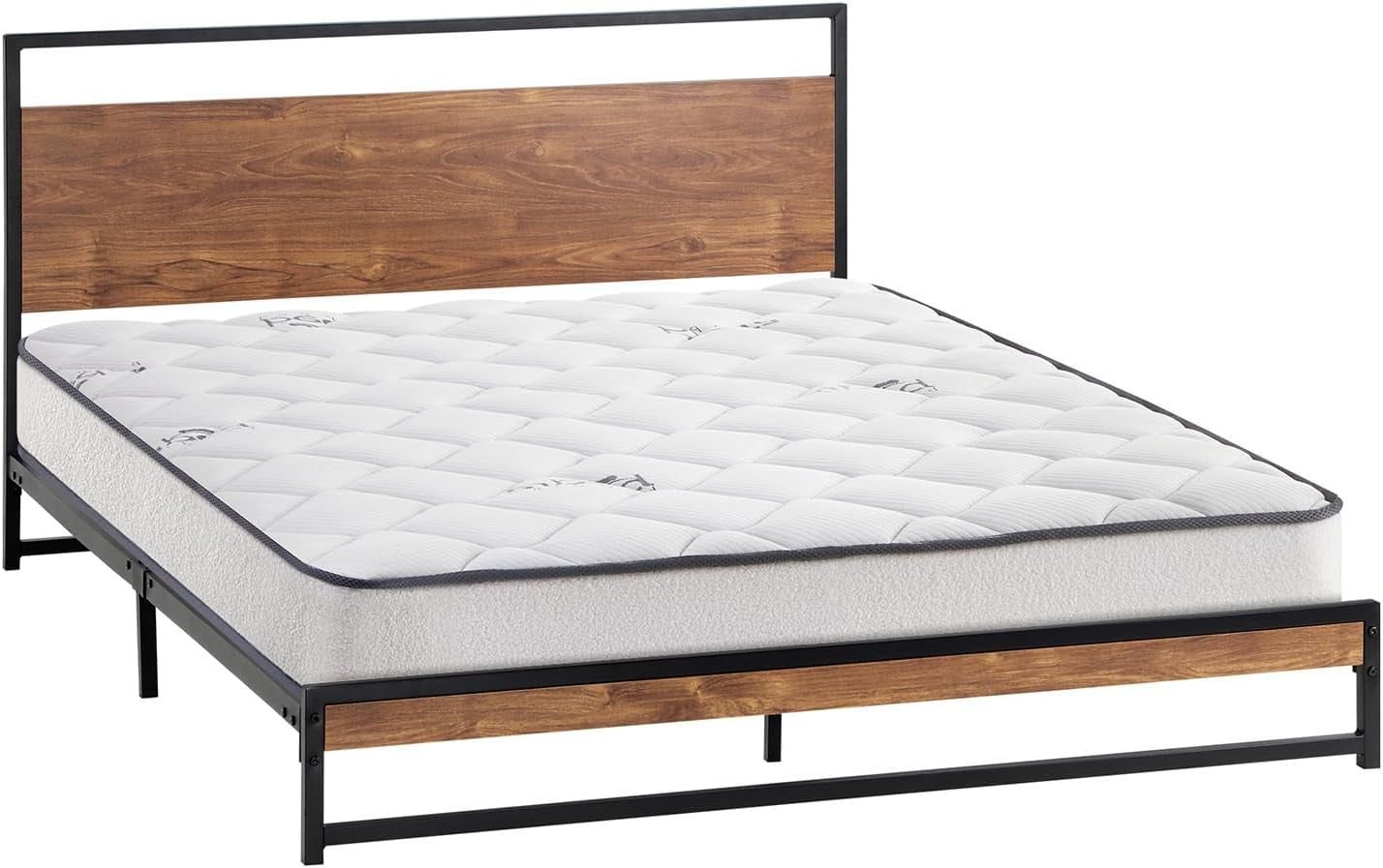 King Size Bed Frame with Mattress Set Metal Bed Base King Bed Mattress