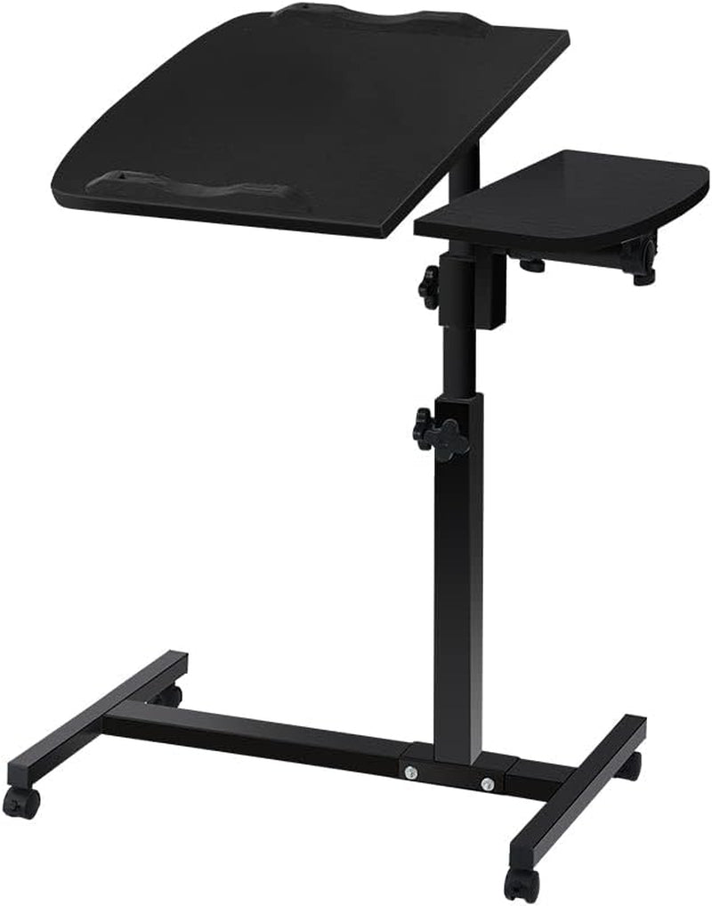 Artiss Laptop Table, Small Stand Desk Desktop Computer Standing Study Desks Bed Side Tables Home Office Travel Studio Furniture, Portable Wooden 360° Rotating Lockable Caster Wheels Dark Wood