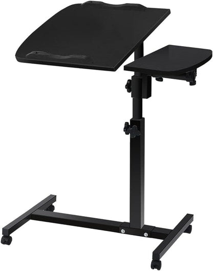 Artiss Laptop Table, Small Stand Desk Desktop Computer Standing Study Desks Bed Side Tables Home Office Travel Studio Furniture, Portable Wooden 360° Rotating Lockable Caster Wheels Dark Wood