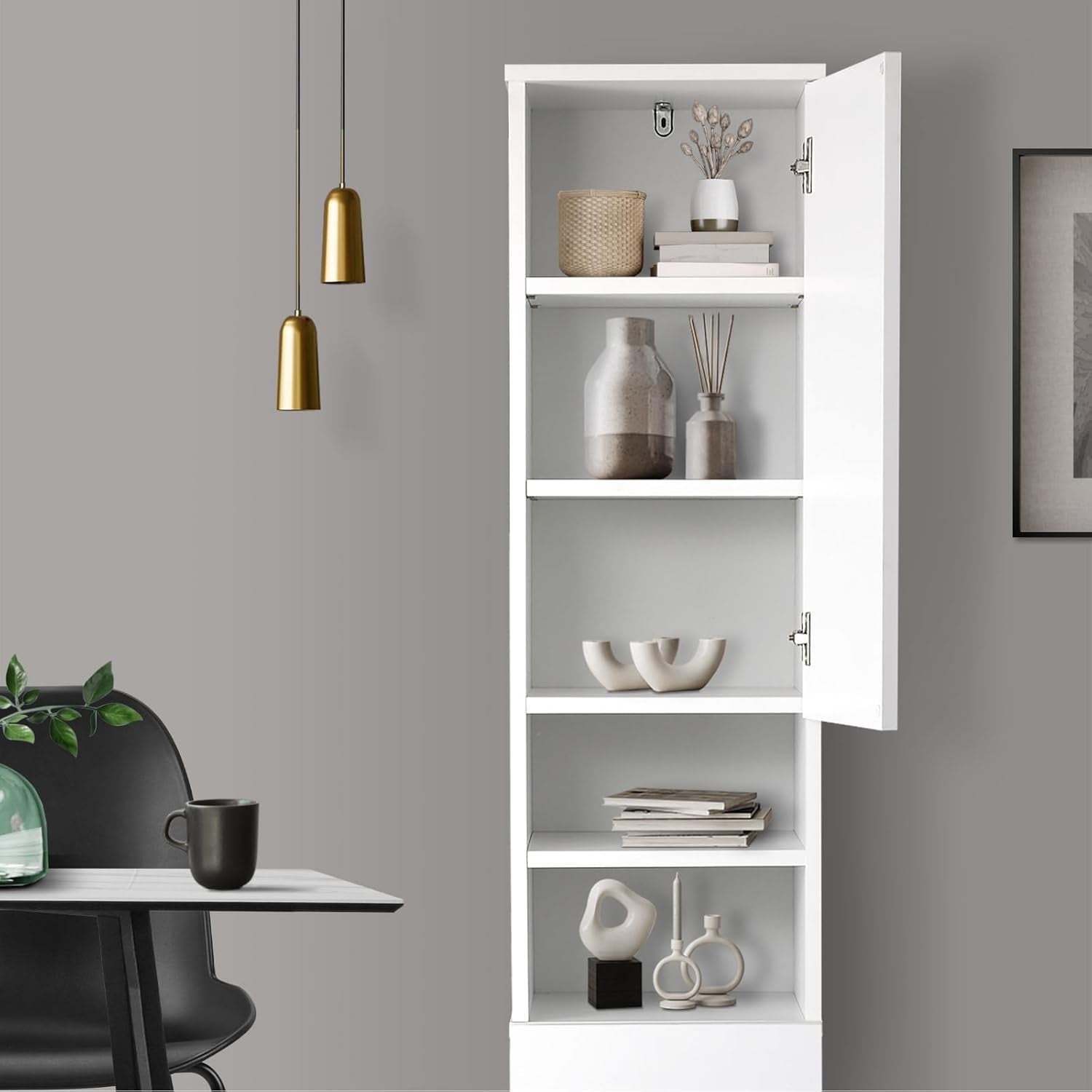Bathroom Cabinet Cupboard Storage Tallboy with Adjustable Shelves 173 X 30 X 30Cm