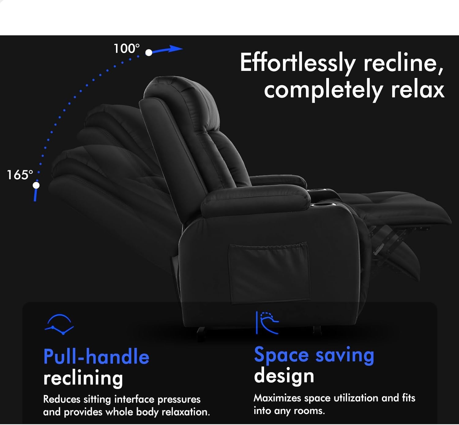 ALFORDSON Electric Recliner Chair, Fully Automatic Lifting and Reclining Lounge Sofa, PU Leather Heated Massage Armchair with Remote Control, Black