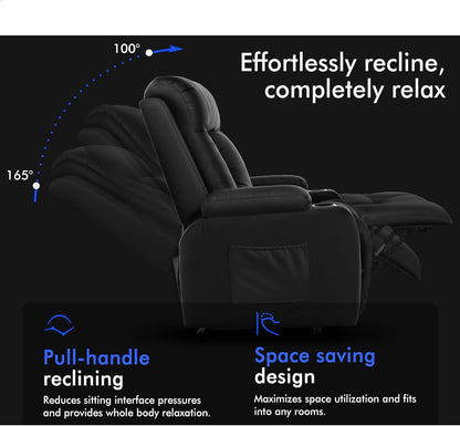 ALFORDSON Electric Recliner Chair, Fully Automatic Lifting and Reclining Lounge Sofa, PU Leather Heated Massage Armchair with Remote Control, Black