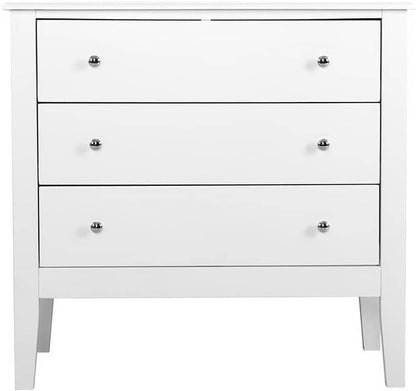 Chest of Drawers 3 Drawer White Tallboy 