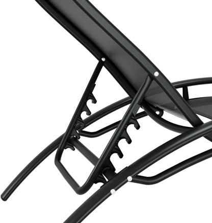 3Pcs Sun Lounge with Table, Camping Chair Lounger Day Bed Chaise Beach Chairs Outdoor Furniture Garden Patio Setting Pool Backyard, Adjustable Backrest Black