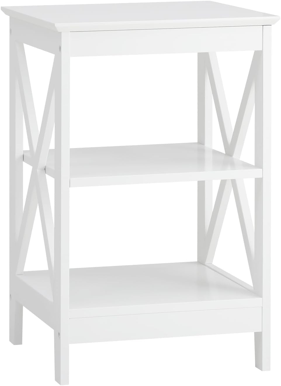 Oikiture End Table with 3-Tier Shelf Sofa Side Table Coffee beside Table White
