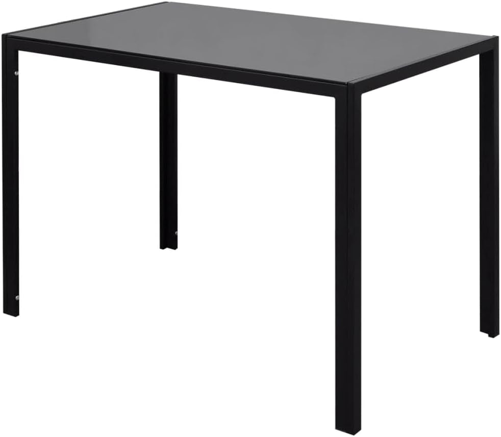 Seven Piece Dining Table Set Black,Modern Black Tempered Glass Dining Table Set with Comfortable Artificial Leather Chairs for 6 Dining Furniture Sets