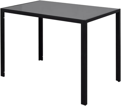 Seven Piece Dining Table Set Black,Modern Black Tempered Glass Dining Table Set with Comfortable Artificial Leather Chairs for 6 Dining Furniture Sets