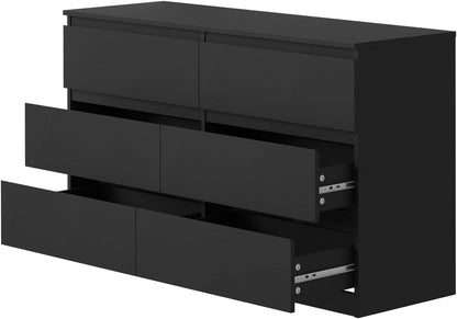 Chest of Drawers with 6 Drawers Bedroom Dresser Black