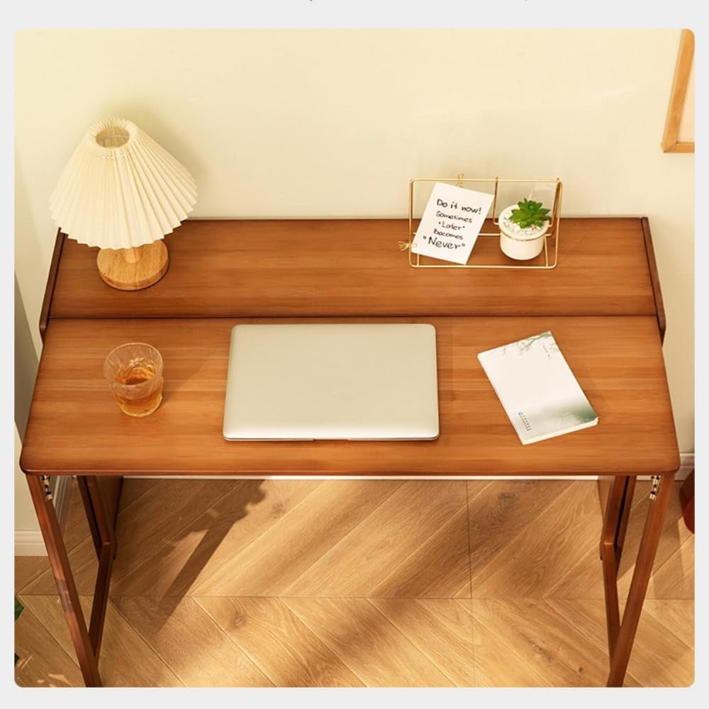 Pklblr ZTO Store Folding Desk Simple Laptop Table for Home Office, Study save Space (Tawny, Large)